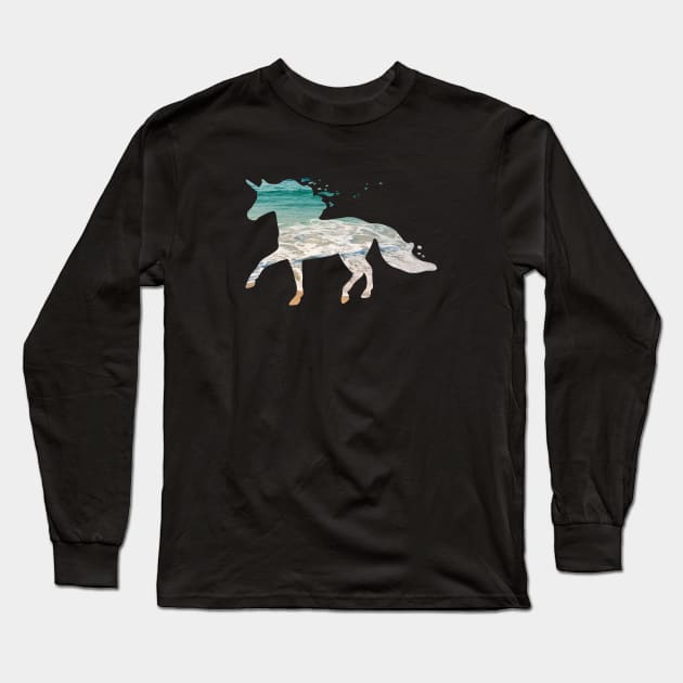 Water Horse Spirit Unicorn Sea Ocean Nokk Long Sleeve T-Shirt by yellowpomelo